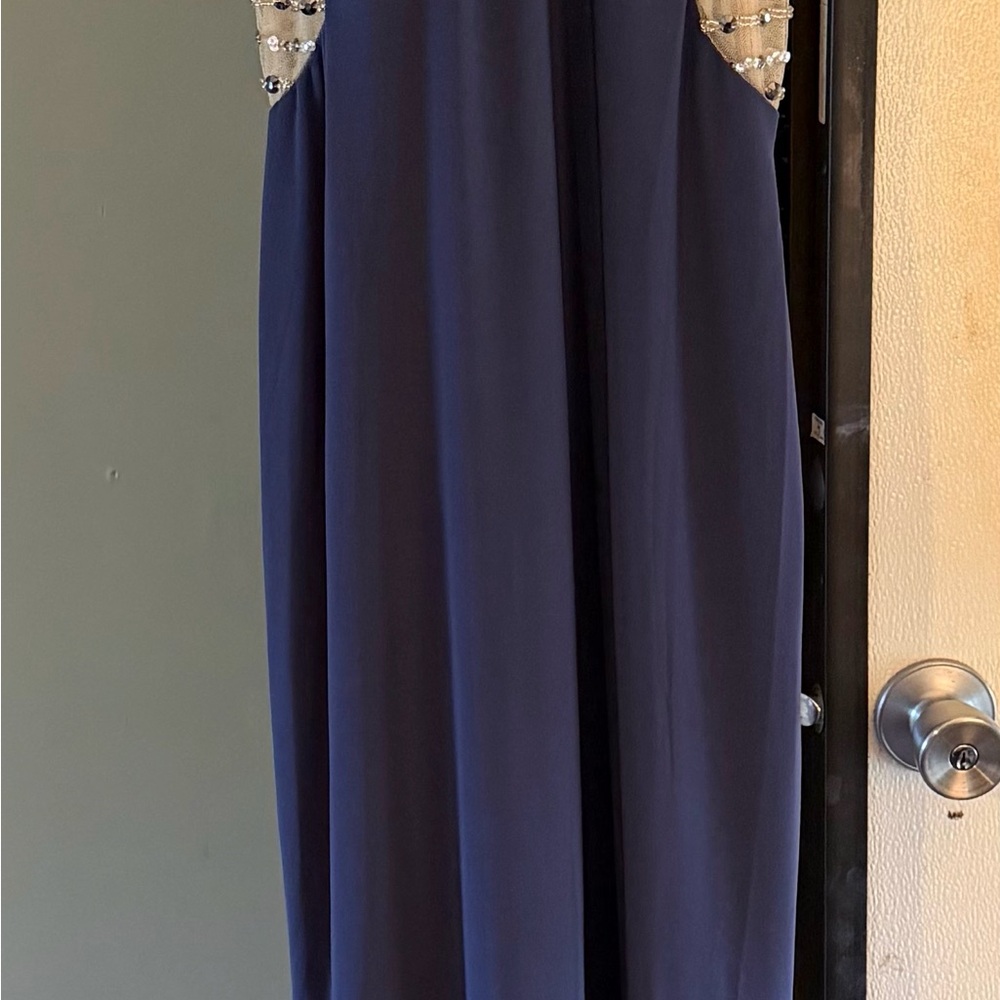Camille La Vie Navy Evening Prom Dress with Beaded Accents
